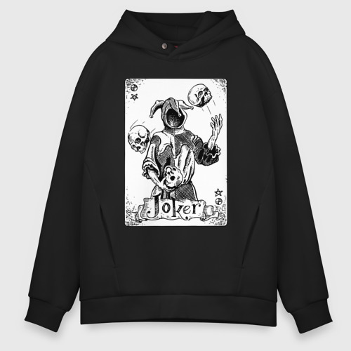 Мужское худи Oversize хлопок Joker Skull Card, цвет черный