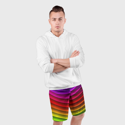 Мужские шорты спортивные с принтом Color line neon pattern Abstraction Summer 2023, фото #4