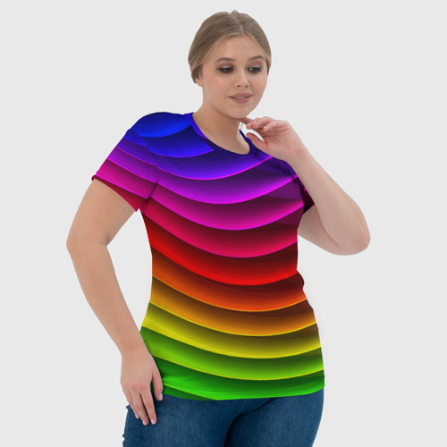 Женская футболка 3D с принтом Color line neon pattern Abstraction Summer 2023, фото #4