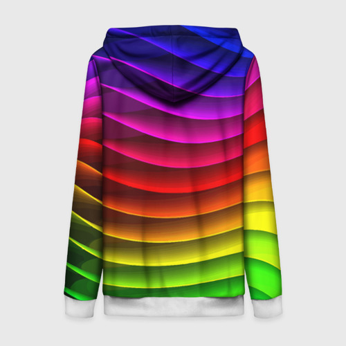 Женская толстовка 3D на молнии с принтом Color line neon pattern Abstraction Summer 2023, вид сзади #1