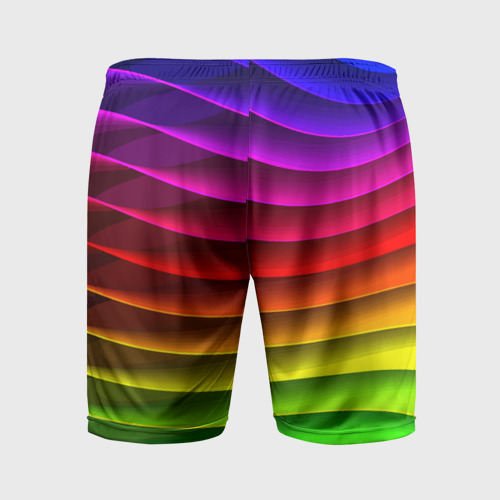Мужские шорты спортивные с принтом Color line neon pattern Abstraction Summer 2023, вид сзади #1