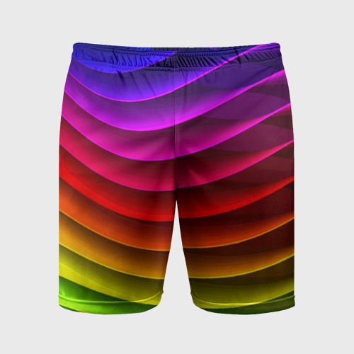 Мужские шорты спортивные с принтом Color line neon pattern Abstraction Summer 2023, вид спереди #2