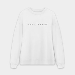 Мужской свитшот oversize без начеса хлопок Живу трезво ч