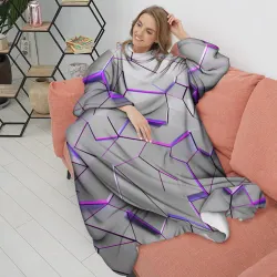 Плед с рукавами 3д плиты - белый неон - фото 2