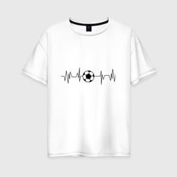 Женская футболка хлопок Oversize Футбольный мяч в кардиограмме
