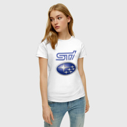 Женская футболка хлопок Subaru STI [FS] - фото 2