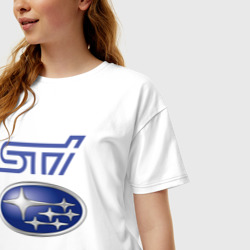 Женская футболка хлопок Oversize Subaru STI [FS] - фото 2