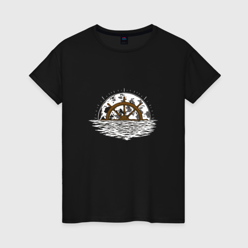Женская футболка хлопок с принтом Лунный корабль | Moon Ship, вид спереди #2