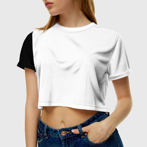Женская футболка Crop-top 3D Immortal, крест и пентаграмма , цвет 3D печать - фото 5