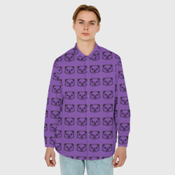 Мужская рубашка oversize 3D Purple Panda - фото 2