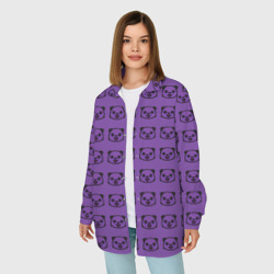 Женская рубашка oversize 3D Purple Panda - фото 2