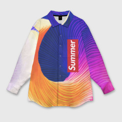 Цветная волна - summer – Женская рубашка oversize 3D с принтом купить