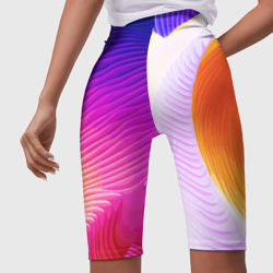 Велосипедки с принтом Цветная волна - summer для женщины, вид на модели сзади №2. Цвет основы: белый