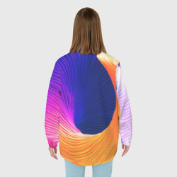 Рубашка с принтом Цветная волна - summer для любого человека, вид сзади №2. Цвет основы: белый