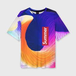 Цветная волна - summer – Женская футболка oversize 3D с принтом купить со скидкой в -50%
