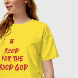 Женская футболка хлопок Oversize Кровь Богу Крови девиз последователей Кхорна - фото 2
