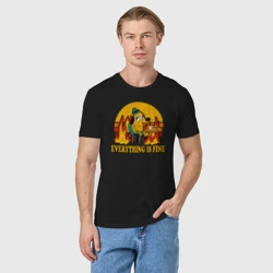 Мужская футболка хлопок Все хорошо собака в огне пьет кофе - фото 2