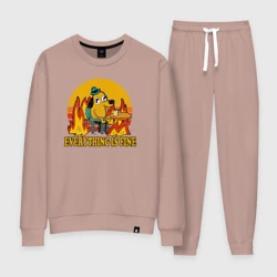 Женский костюм хлопок Все хорошо собака в огне пьет кофе