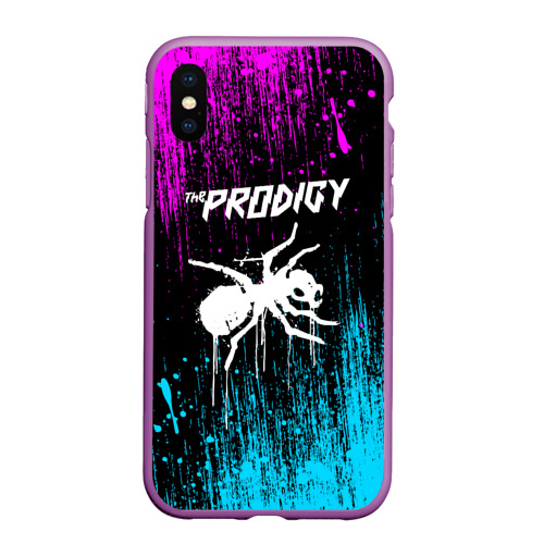 Чехол для iPhone XS Max матовый The Prodigy neon, цвет фиолетовый