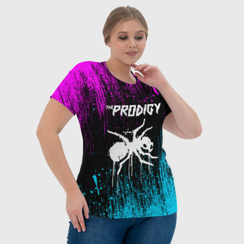 Женская футболка 3D The Prodigy neon, цвет 3D печать - фото 6