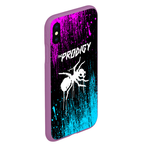 Чехол для iPhone XS Max матовый The Prodigy neon, цвет фиолетовый - фото 3