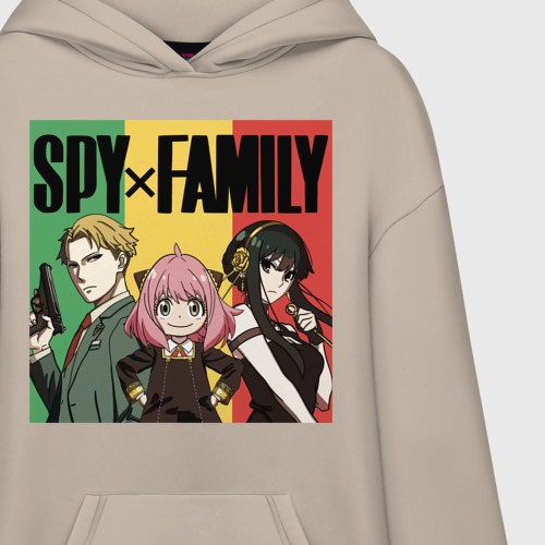 Худи SuperOversize хлопок Семья шпиона на цветном фоне Spy x Family, цвет миндальный - фото 3