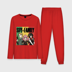 Мужская пижама с лонгсливом хлопок Семья шпиона на цветном фоне Spy x Family