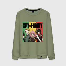 Мужской свитшот хлопок Семья шпиона на цветном фоне Spy x Family