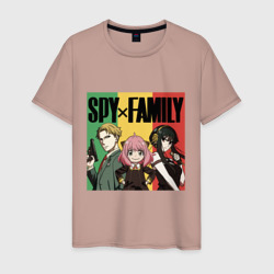 Мужская футболка хлопок Семья шпиона на цветном фоне Spy x Family