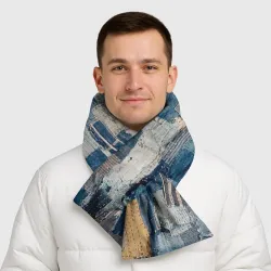 Шарф-пуховик 3D Patchwork Jeans Осень Зима 2023 - фото 2