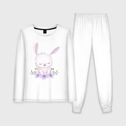 Женская пижама с лонгсливом хлопок Милый Крольчонок С Цветочками