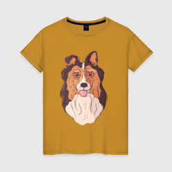 Собачка колли – Женская футболка хлопок с принтом купить со скидкой в -20%