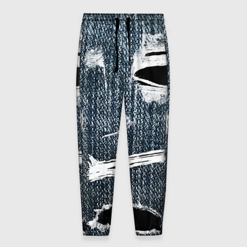 Мужские брюки 3D с принтом Джинсовое рваньё / Fashion trend, вид спереди #2