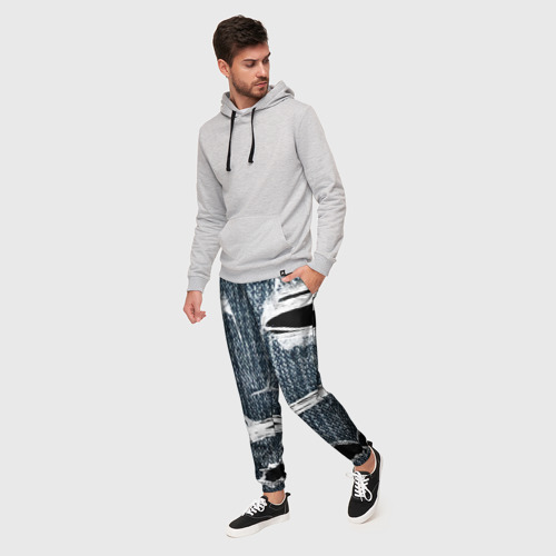 Мужские брюки 3D с принтом Джинсовое рваньё / Fashion trend, фото на моделе #1