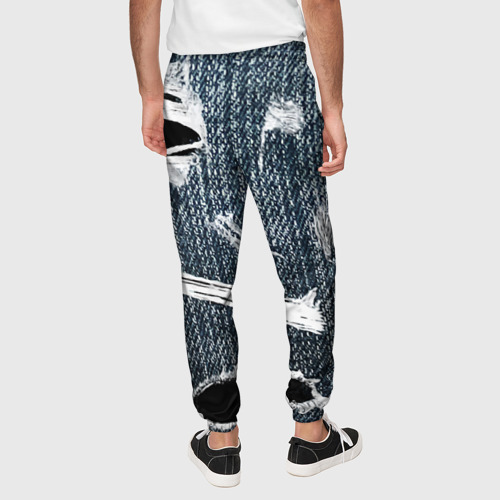 Мужские брюки 3D с принтом Джинсовое рваньё / Fashion trend, вид сзади #2