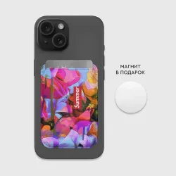 Картхолдер Magsafe магнитный Красочный летний цветочный паттерн Summer color pattern - фото 2