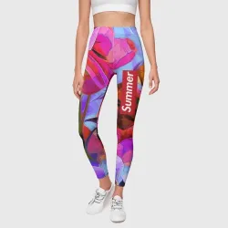 Леггинсы 3D Красочный летний цветочный паттерн Summer color pattern - фото 2