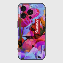Чехол для iPhone 16 Pro силиконовый с защитой камеры Красочный летний цветочный паттерн Summer color pattern