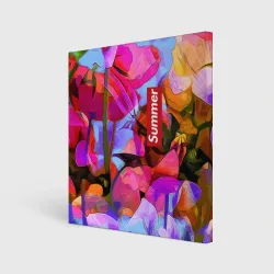 Холст квадратный Красочный летний цветочный паттерн Summer color pattern