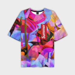 Мужская футболка oversize 3D Красочный летний цветочный паттерн Summer color pattern