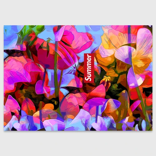Поздравительная открытка Красочный летний цветочный паттерн Summer color pattern