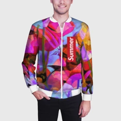 Мужской бомбер 3D Красочный летний цветочный паттерн Summer color pattern - фото 2