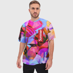 Мужская футболка oversize 3D Красочный летний цветочный паттерн Summer color pattern - фото 2