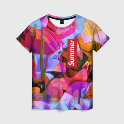 Женская футболка 3D Красочный летний цветочный паттерн Summer color pattern