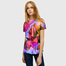 Женская футболка 3D Красочный летний цветочный паттерн Summer color pattern - фото 2