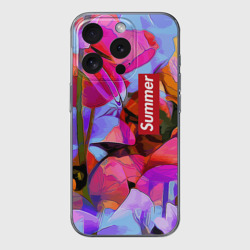Чехол для iPhone 15 Pro силиконовый с защитой камеры Красочный летний цветочный паттерн Summer color pattern