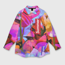 Мужская рубашка oversize 3D Красочный летний цветочный паттерн Summer color pattern