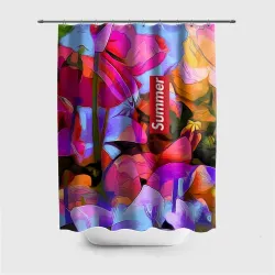 Штора 3D для ванной Красочный летний цветочный паттерн Summer color pattern