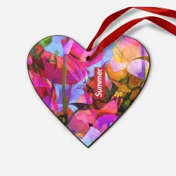 Деревянная игрушка Сердце Красочный летний цветочный паттерн Summer color pattern