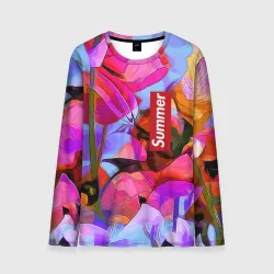 Мужской лонгслив 3D Красочный летний цветочный паттерн Summer color pattern